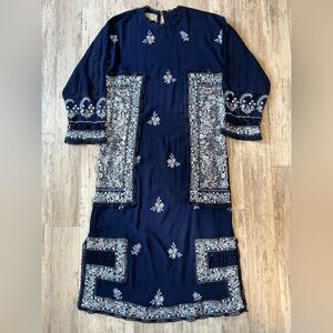 Republic Womenswear Navy Dress With Embroidery